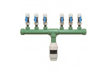 PLASSON BELOW-GROUND MANIFOLD 6 PORT W/STOP TAP 63MM X 25MM