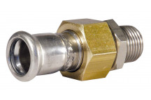 SS 316 PRESS - MALE UNION ADAPTER - FLAT SEAL - 15x1/2\"