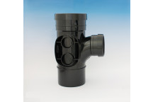 E.TUPLING 6\" PUSH-FIT SOIL D/S 90DEG UNEQUAL BRANCH - BLACK