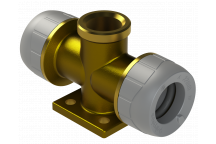 POLYPLUMB WALL PLATE TEE BRASS;22MMX1/2\"
