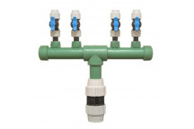 PLASSON BELOW-GROUND MANIFOLD 4 PORT W/STOP TAP 63MM X 25MM