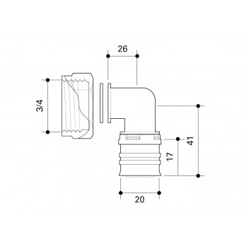 FRANKISCHE ALPEX-DUO XS ELBOW TRANSITION COUPLING FLAT-SEALING 20-G3/4