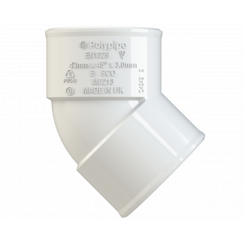POLYPIPE S2000 40MM MUPVC 45 DEG OBT BEND - WHITE