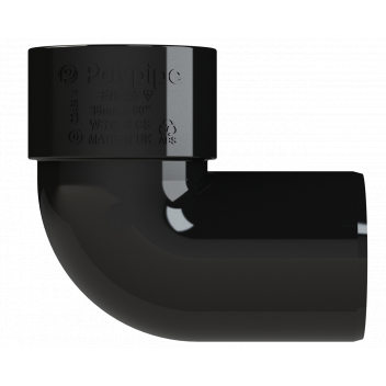 S/WELD SWIVEL BEND 92.5DEG; 32MM BLACK