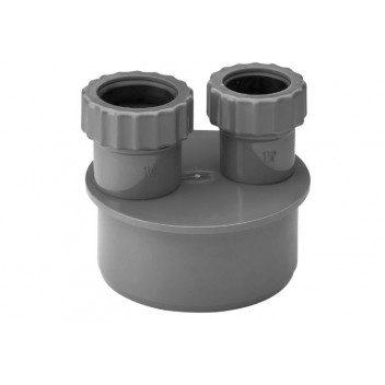 E.TUPLING 32-40MM DOUBLE WASTE ADAPTOR - GREY