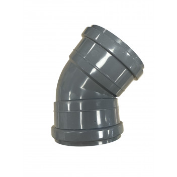 E.TUPLING 4\" SOIL DOUBLE-SOCKET 45DEG BEND - GREY