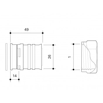 FRANKISCHE ALPEX FLAT SEAL ADAPTOR 26MM - 1\"FT