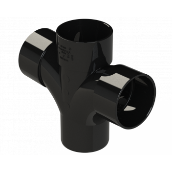 S/WELD CROSS TEE 92.5DEG; 50MM BLACK