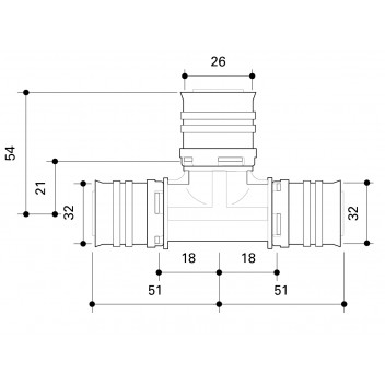 FRANKISCHE ALPEX REDUCING TEE 32MM - 26MM - 32MM
