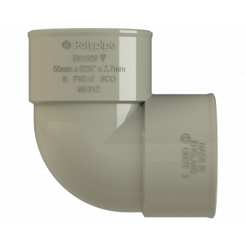 POLYPIPE S2000 50MM MUPVC 90DEG KNUCKLE - SOLV GREY