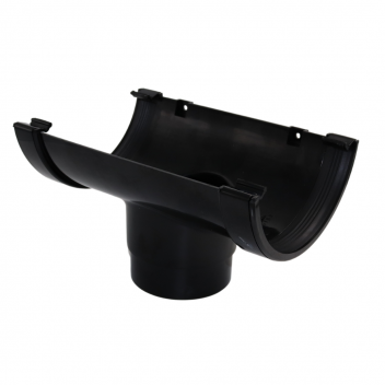 E.TUPLING 150MMRUNNING OUTLET HALF ROUND KOMMERCIAL BLACK