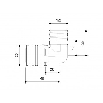 FRANKISCHE ALPEX MLC ELBOW 90° 20MM - ½” MT