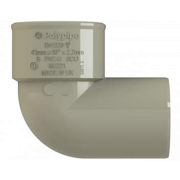 POLYPIPE S2000 40MM MUPVC 90DEG CONVERSION BEND - SOLV GREY