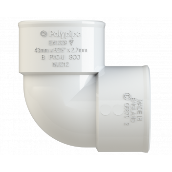 POLYPIPE S2000 40MM MUPVC 90DEG KNUCKLE - WHITE