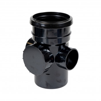 FLOPLAST RING-SEAL ACCESS PIPE(SKT/SPG);4\"/110MM SOIL BLACK