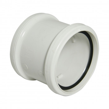 FLOPLAST RING-SEAL D/S PIPE COUPLER;4\"/110MM SOIL WHT