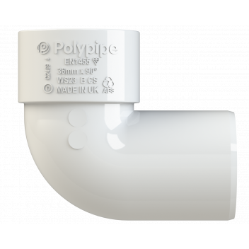 S/WELD SWIVEL BEND 92.5DEG; 32MM WHITE