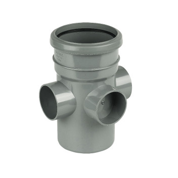 FLOPLAST RING-SEAL BOSS PIPE (SCKT/SPGT);4\"/110MM SOIL GREY