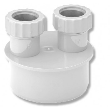 E.TUPLING 32-40MM DOUBLE WASTE ADAPTOR - WHITE
