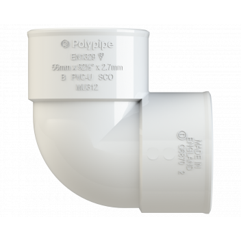 POLYPIPE S2000 50MM MUPVC 90DEG KNUCKLE - WHITE