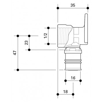 FRANKISCHE ALPEX 35MM WALL MOUNTING ELBOW 16MM - ½” FT
