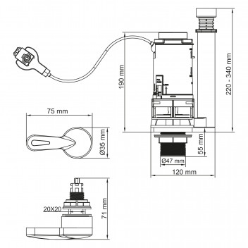 BEMIS LODORE FLUSH VALVE WITH LEVER