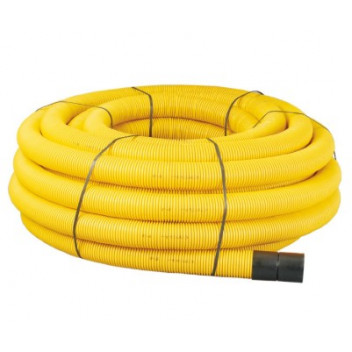 (GAS) PERFORATED TWINWALL DUCTING - 60MM X 50M - YELLOW (INC. COUP)