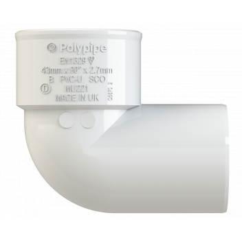 POLYPIPE S2000 40MM MUPVC 90DEG CONVERSION BEND - WHITE