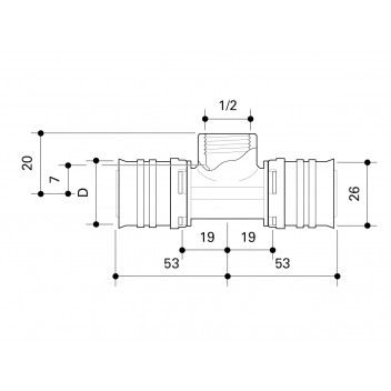 FRANKISCHE ALPEX T-ADAPTOR 26MM - ½”FT - 26MM