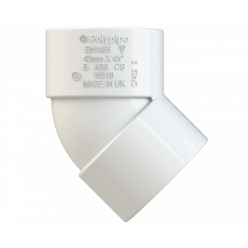 S/WELD OBTUSE BEND 45DEG; 40MM WHITE
