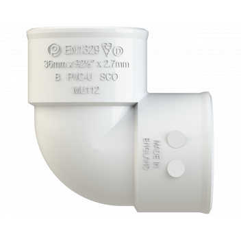 POLYPIPE S2000 32MM MUPVC 90DEG KNUCKLE - WHITE