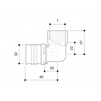 FRANKISCHE ALPEX ELBOW FEMALE THREAD 32MM - 1\"