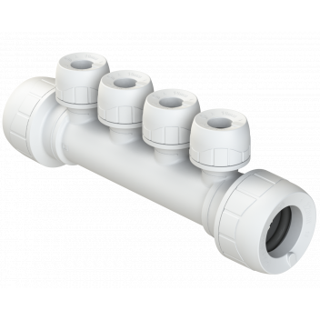 POLYPLUMB ENHANCED - 22X10 4 PORT 1-SIDED MANIFOLD (SKT/SKT) - WHITE