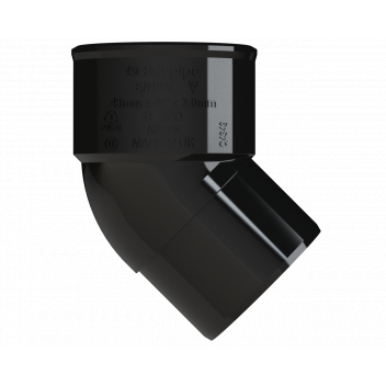 POLYPIPE S2000 40MM MUPVC 45DEG SPIGOT BEND - BLACK
