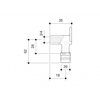FRANKISCHE ALPEX WALL MOUNTING ELBOW 90° 35MM-26MM - ¾”MS, 8292672
