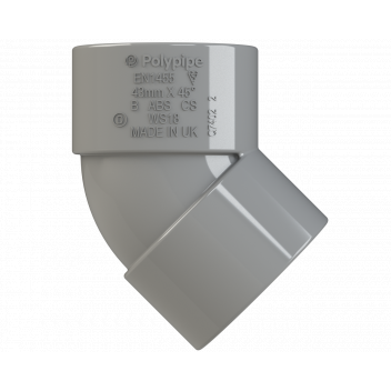S/WELD OBTUSE BEND 45DEG; 40MM GREY