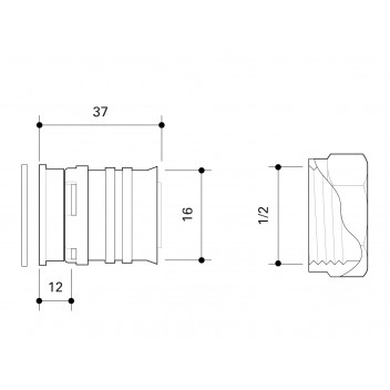 FRANKISCHE ALPEX FLAT SEAL ADAPTOR 16MM - ½” FT