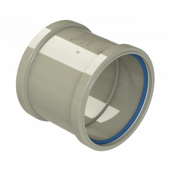 POLYPIPE RING-SEAL DOUBLE SOCKET; 4\"/110MM SOLVENT GREY