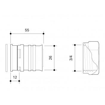 FRANKISCHE ALPEX FLAT SEAL ADAPTOR 26MM - ¾”FT