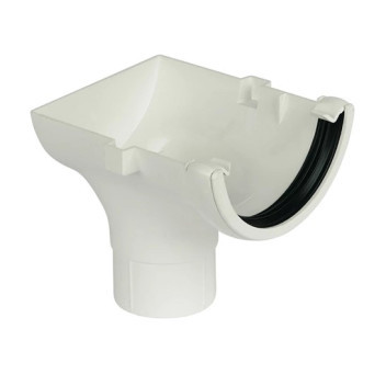 E.TUPLING 112MM HALF-ROUND STOPEND OUTLET - WHITE