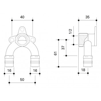 FRANKISCHE ALPEX DOUBLE WALL MOUNTING ELBOW 16 - 1/2\" MS - 16