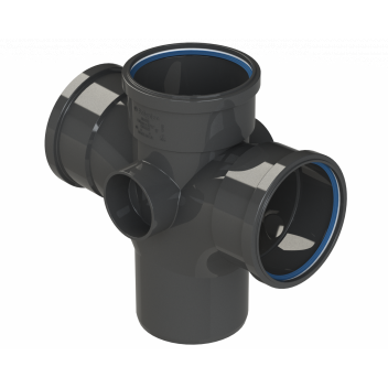 POLYPIPE RING-SEAL DOUBLE BRANCH; 4\"/110MM 92.5D BLK