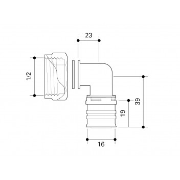 FRANKISCHE ALPEX-DUO XS ELBOW TRANSITION COUPLING FLAT-SEALING 16-G1/2