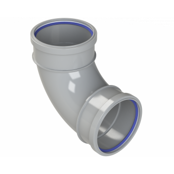 POLYPIPE RING-SEAL BEND (2XSCKT);4\"/110MM 92.5DEG GY