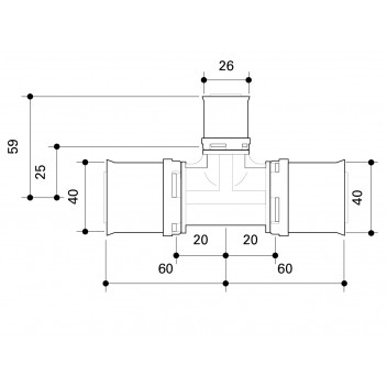 FRANKISCHE ALPEX REDUCING TEE 40MM - 26MM - 40MM