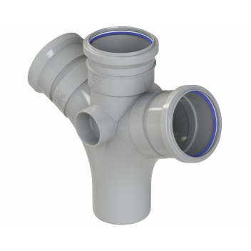 POLYPIPE RING-SEAL DOUBLE BRANCH; 4\"/110MM 112.5D GY