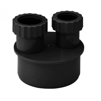 E.TUPLING 32-40MM DOUBLE WASTE ADAPTOR - BLACK