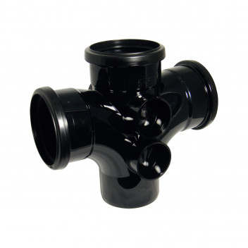 FLOPLAST RING-SEAL DOUBLE BRANCH 92.5 DEG;4\"/110MM SOIL BLACK