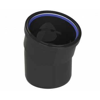 POLYPIPE RING-SEAL 15DEG BEND;4\"/110MM BLACK