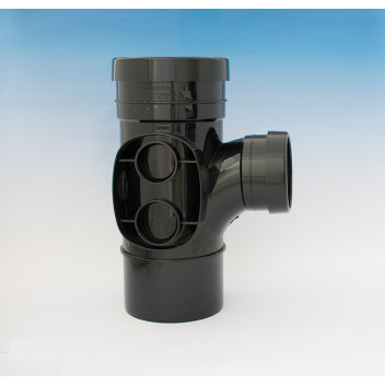 E.TUPLING 6\" PUSH-FIT SOIL D/S 90DEG UNEQUAL BRANCH - BLACK